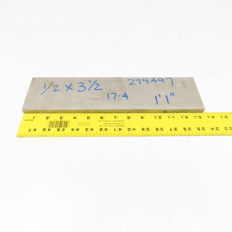 1/2" x 3-1/2" Non Heat Treated 17-4 Stainless Flat Bar Stock 13-1/2"