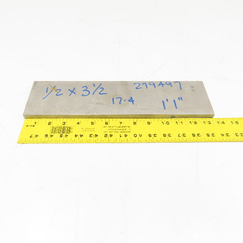 1/2" x 3-1/2" Non Heat Treated 17-4 Stainless Flat Bar Stock 13-1/2"