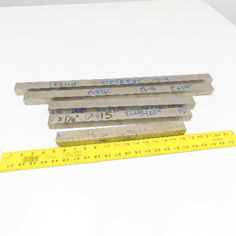 1" x 1-1/4" Non Heat Treated 17-4 Stainless Flat Bar Stock 13"-25" Lot Of 5