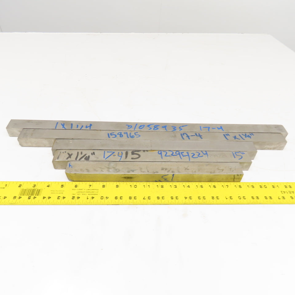 1" x 1-1/4" Non Heat Treated 17-4 Stainless Flat Bar Stock 13"-25" Lot Of 5