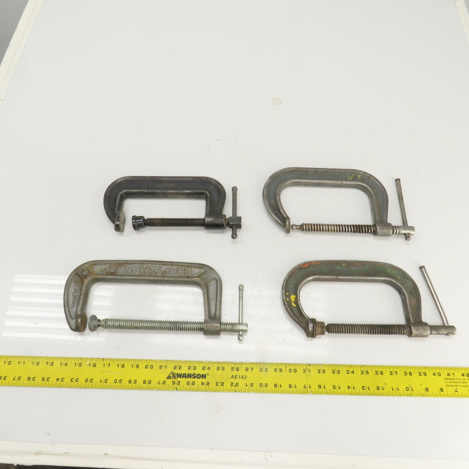 Diecraft Wilton Misc Sizes Drop Forged C-Clamps 6"-7" Opening Steel USA Lot Of 4