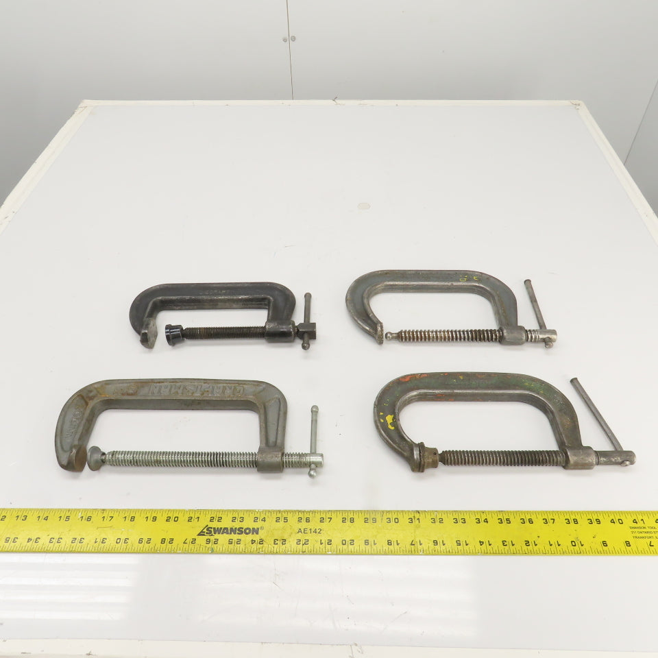 Diecraft Wilton Misc Sizes Drop Forged C-Clamps 6"-7" Opening Steel USA Lot Of 4