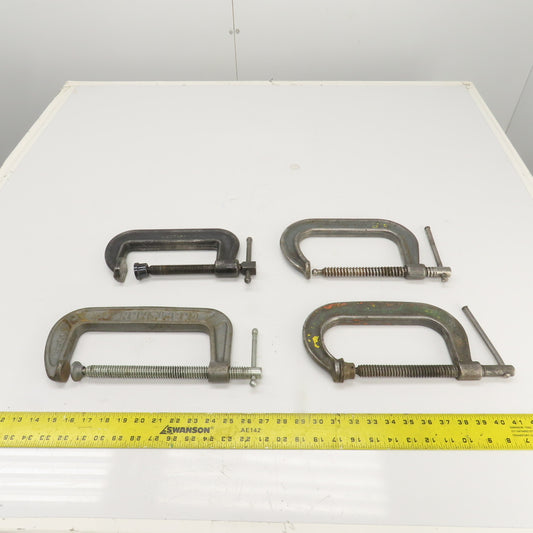 Diecraft Wilton Misc Sizes Drop Forged C-Clamps 6"-7" Opening Steel USA Lot Of 4