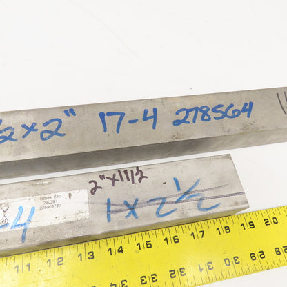 2"-1-1/2" Non Heat Treated 17-4 Stainless Flat Bar Stock 21"-14" Lot Of 2