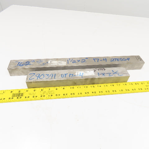 2"-1-1/2" Non Heat Treated 17-4 Stainless Flat Bar Stock 21"-14" Lot Of 2