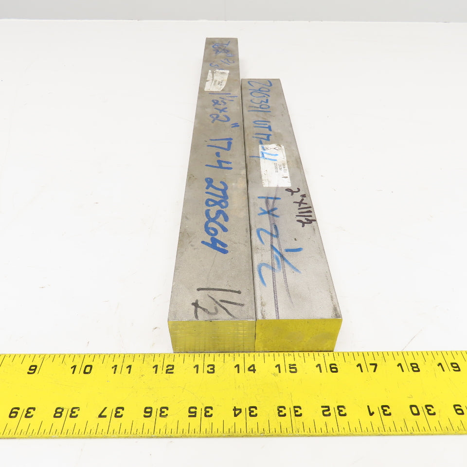 2"-1-1/2" Non Heat Treated 17-4 Stainless Flat Bar Stock 21"-14" Lot Of 2