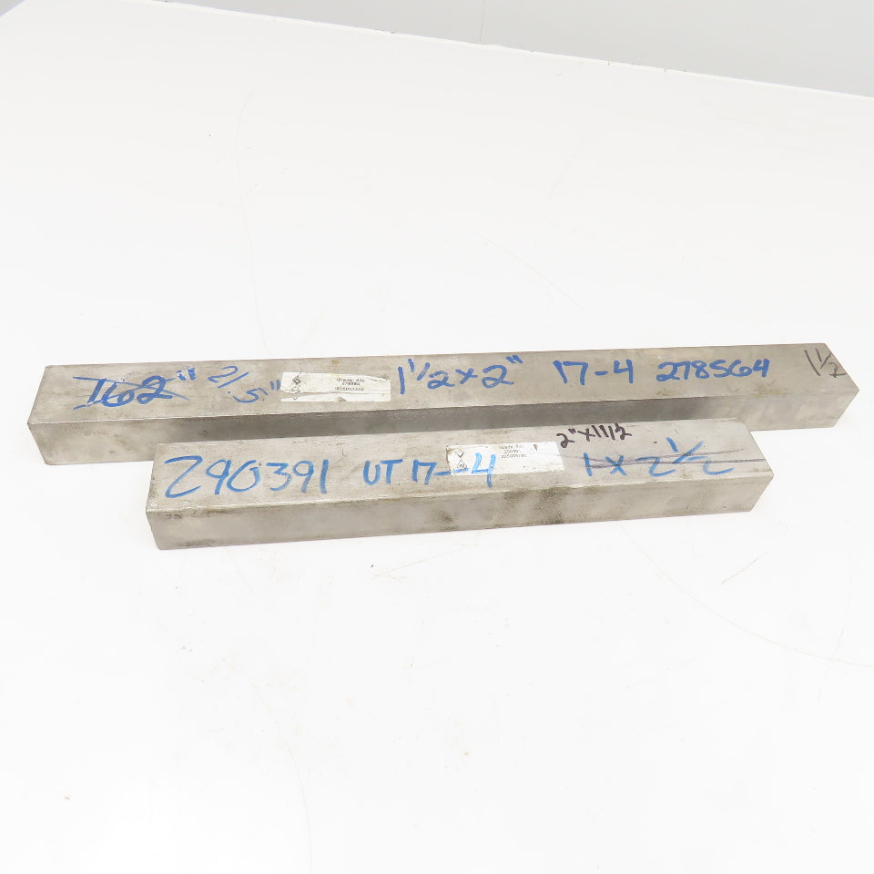 2"-1-1/2" Non Heat Treated 17-4 Stainless Flat Bar Stock 21"-14" Lot Of 2