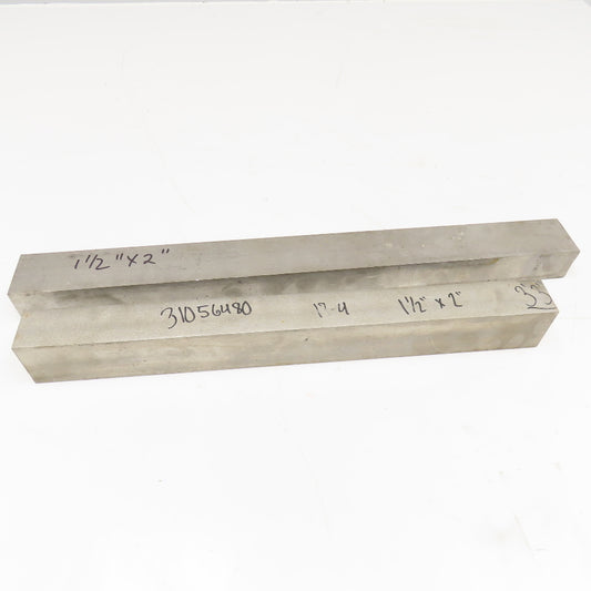2"-1-1/2" Non Heat Treated 17-4 Stainless Flat Bar Stock 21"-17" Lot Of 2