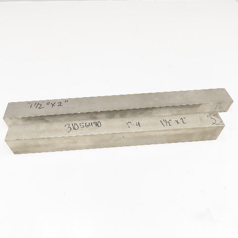 2"-1-1/2" Non Heat Treated 17-4 Stainless Flat Bar Stock 21"-17" Lot Of 2