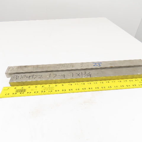 1" x 2" Non Heat Treated 17-4 Stainless Flat Bar Stock 24"-23" Lot Of 2