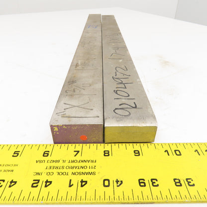 1" x 2" Non Heat Treated 17-4 Stainless Flat Bar Stock 24"-23" Lot Of 2