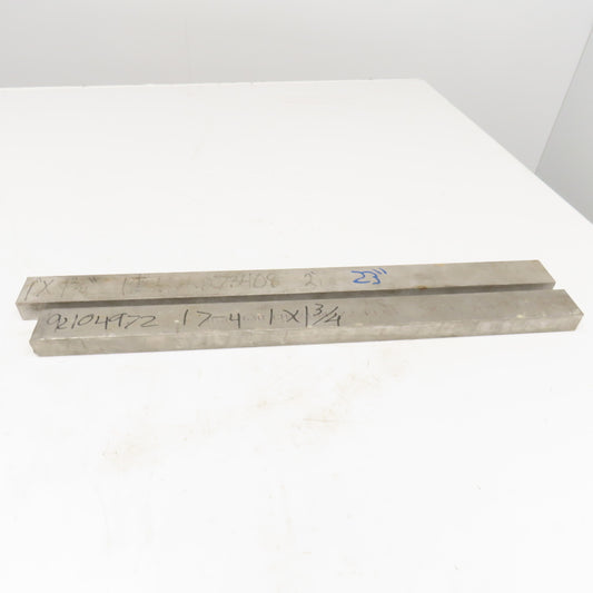 1" x 2" Non Heat Treated 17-4 Stainless Flat Bar Stock 24"-23" Lot Of 2