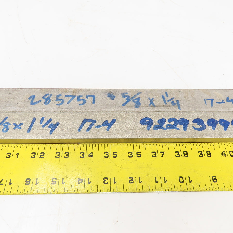 1-1/4" x 5/8" Non Heat Treated 17-4 Stainless Flat Bar Stock 28"-19" Lot Of 2