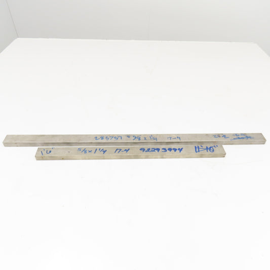 1-1/4" x 5/8" Non Heat Treated 17-4 Stainless Flat Bar Stock 28"-19" Lot Of 2