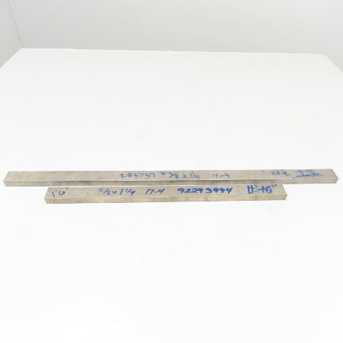1-1/4" x 5/8" Non Heat Treated 17-4 Stainless Flat Bar Stock 28"-19" Lot Of 2