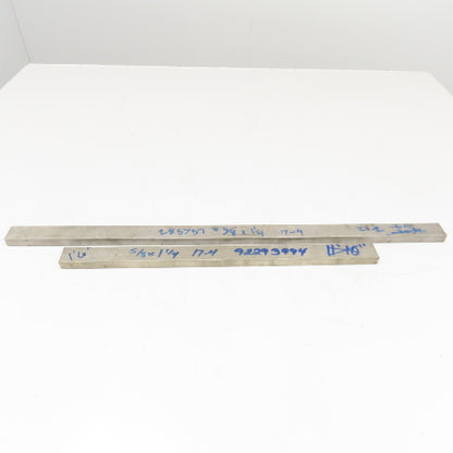 1-1/4" x 5/8" Non Heat Treated 17-4 Stainless Flat Bar Stock 28"-19" Lot Of 2