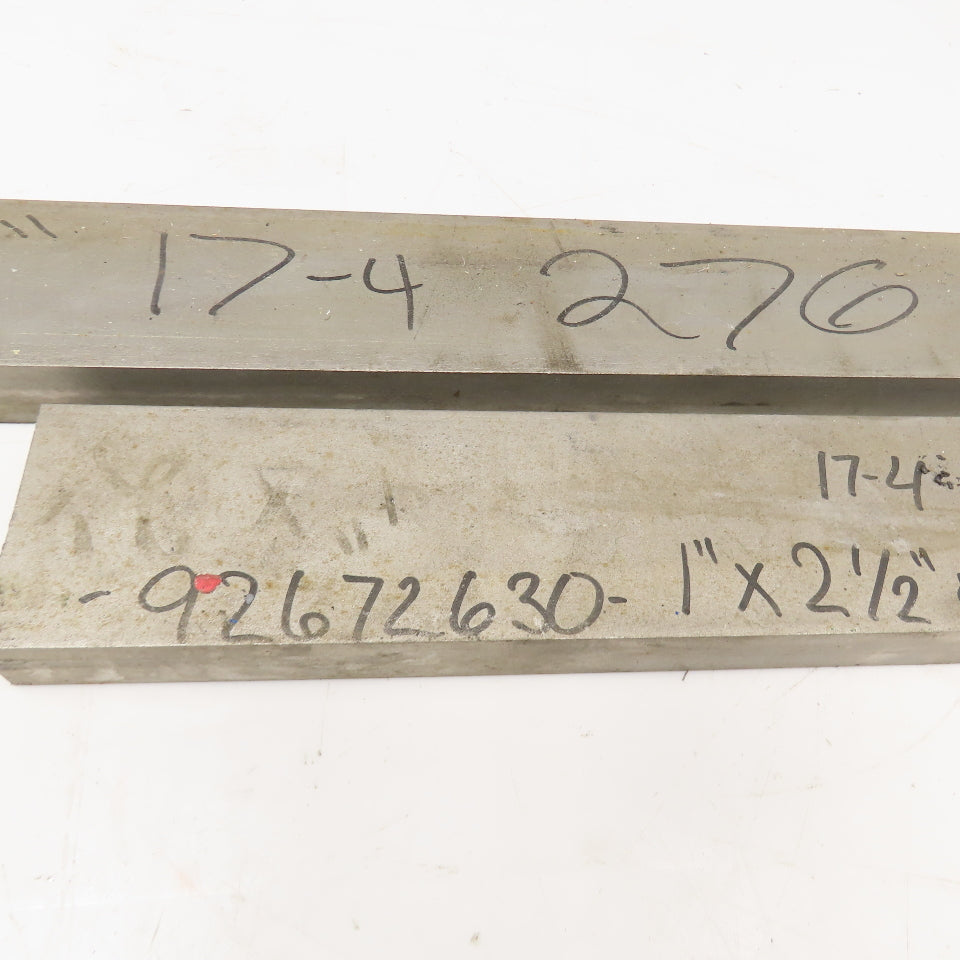 2-1/2" x 1" Non Heat Treated 17-4 Stainless Flat Bar Stock 13"-23" Lot Of 2