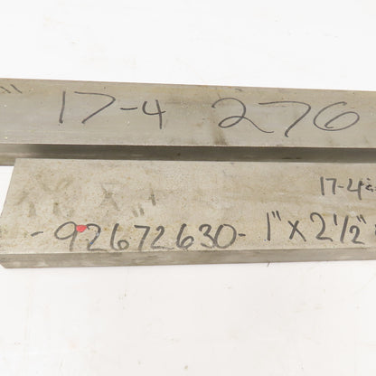 2-1/2" x 1" Non Heat Treated 17-4 Stainless Flat Bar Stock 13"-23" Lot Of 2