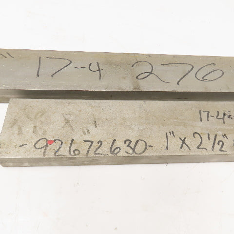 2-1/2" x 1" Non Heat Treated 17-4 Stainless Flat Bar Stock 13"-23" Lot Of 2