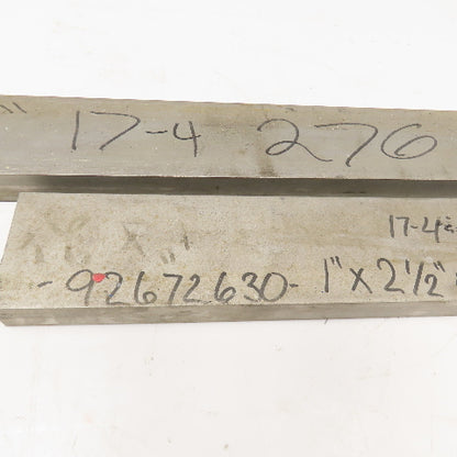 2-1/2" x 1" Non Heat Treated 17-4 Stainless Flat Bar Stock 13"-23" Lot Of 2
