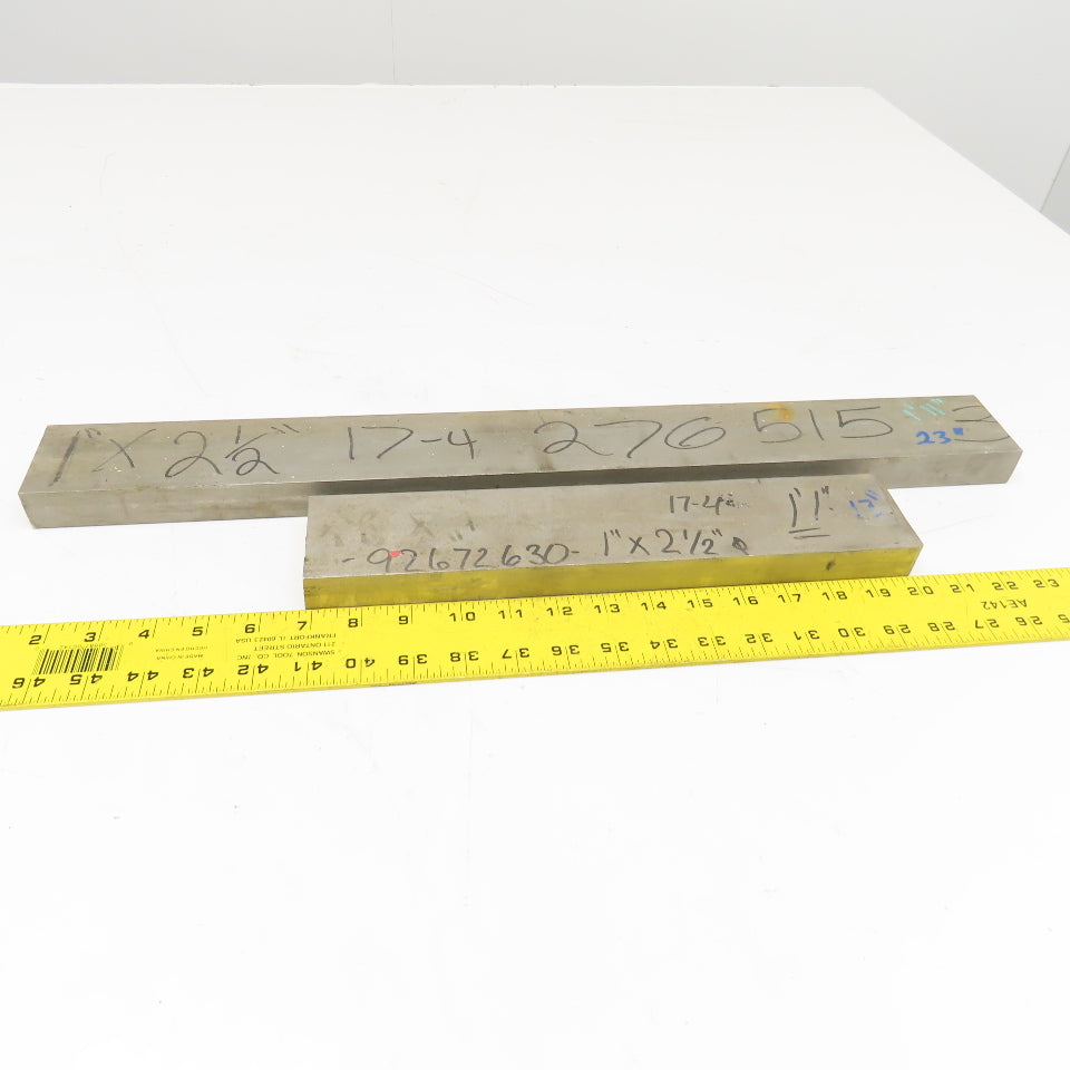 2-1/2" x 1" Non Heat Treated 17-4 Stainless Flat Bar Stock 13"-23" Lot Of 2