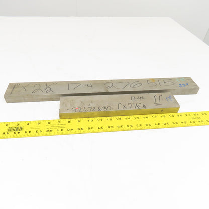 2-1/2" x 1" Non Heat Treated 17-4 Stainless Flat Bar Stock 13"-23" Lot Of 2