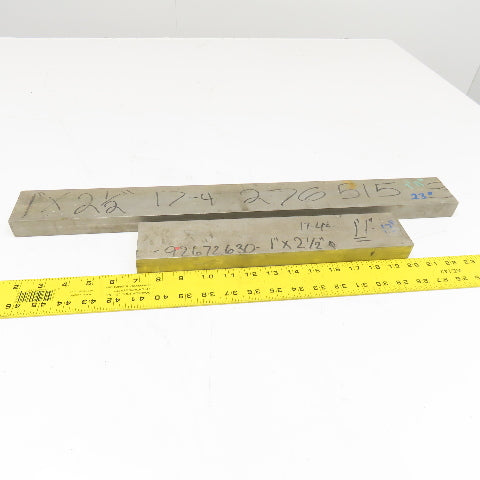 2-1/2" x 1" Non Heat Treated 17-4 Stainless Flat Bar Stock 13"-23" Lot Of 2