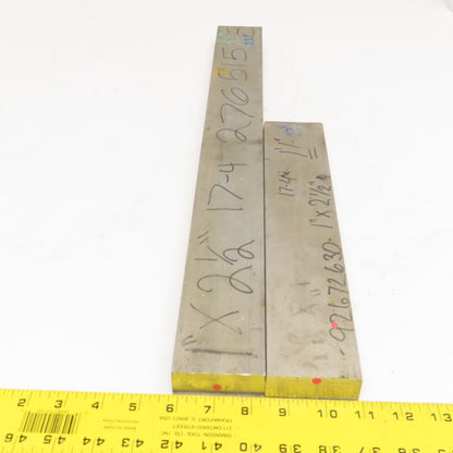 2-1/2" x 1" Non Heat Treated 17-4 Stainless Flat Bar Stock 13"-23" Lot Of 2