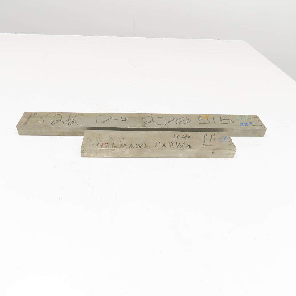 2-1/2" x 1" Non Heat Treated 17-4 Stainless Flat Bar Stock 13"-23" Lot Of 2