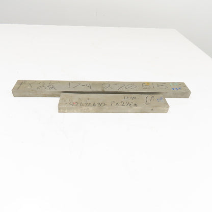 2-1/2" x 1" Non Heat Treated 17-4 Stainless Flat Bar Stock 13"-23" Lot Of 2