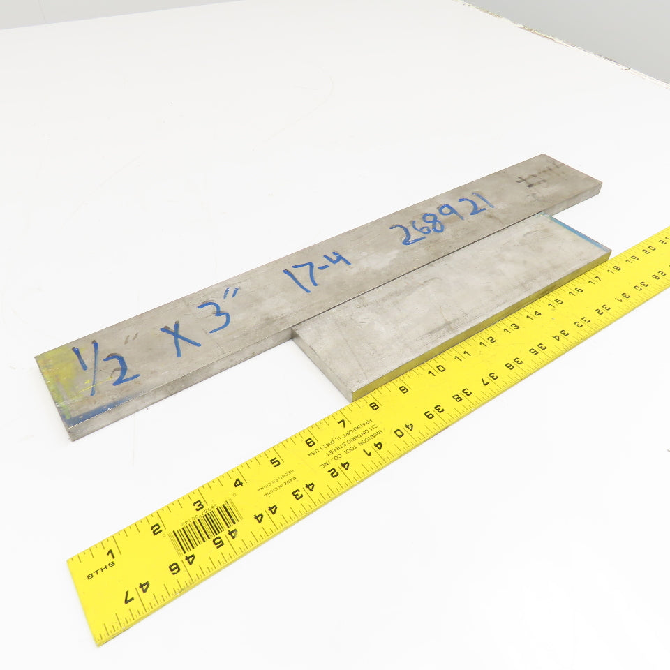 1/2" x 3" Non Heat Treated 630, 17-4 Stainless Flat Bar Stock 20"-10" Lot Of 2