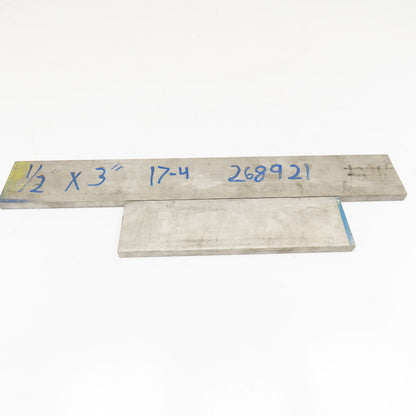 1/2" x 3" Non Heat Treated 630, 17-4 Stainless Flat Bar Stock 20"-10" Lot Of 2