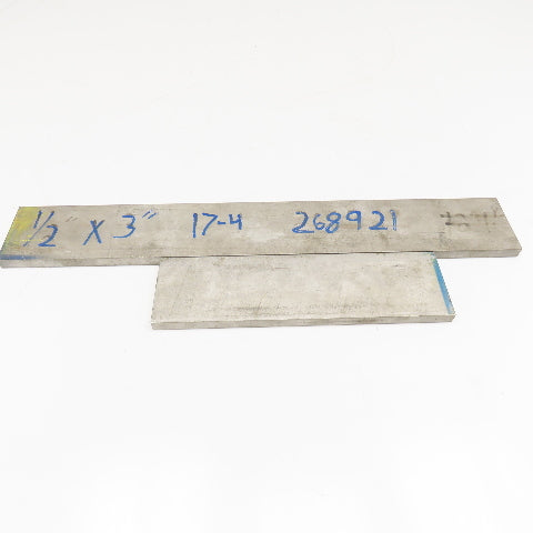 1/2" x 3" Non Heat Treated 630, 17-4 Stainless Flat Bar Stock 20"-10" Lot Of 2