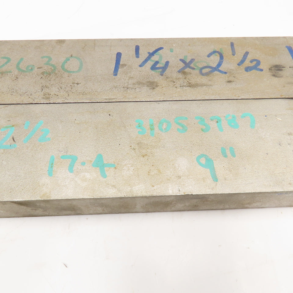 1-1/4" x 2" Non Heat Treated 17-4 Stainless Flat Bar Stock 14" x 9" Lot Of 2