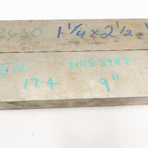 1-1/4" x 2" Non Heat Treated 17-4 Stainless Flat Bar Stock 14" x 9" Lot Of 2