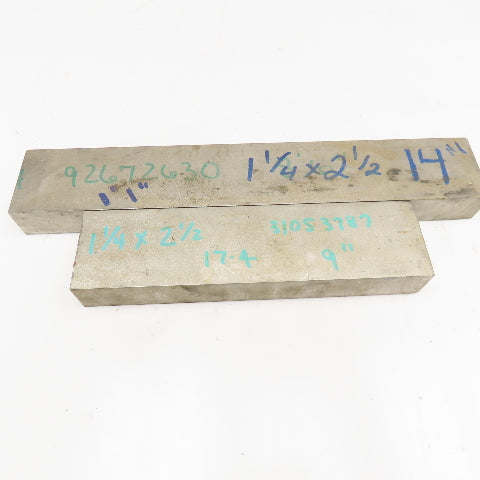 1-1/4" x 2" Non Heat Treated 17-4 Stainless Flat Bar Stock 14" x 9" Lot Of 2