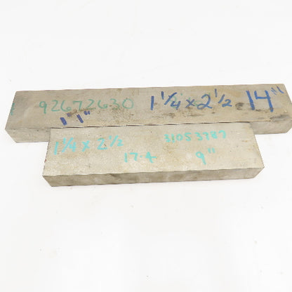 1-1/4" x 2" Non Heat Treated 17-4 Stainless Flat Bar Stock 14" x 9" Lot Of 2