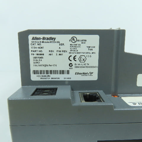Allen Bradley 1734-AENT PLC Setup Ethernet Adapter W/4 Input IB8 & 2 Outputs 0B8