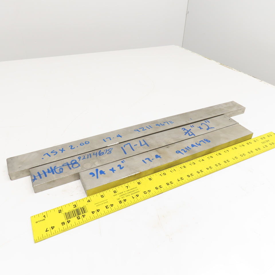 3/4" x 2" Non Heat Treated 17-4 Stainless Flat Bar Stock 17"-25" Used Lot Of 3