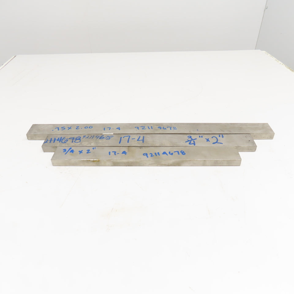 3/4" x 2" Non Heat Treated 17-4 Stainless Flat Bar Stock 17"-25" Used Lot Of 3