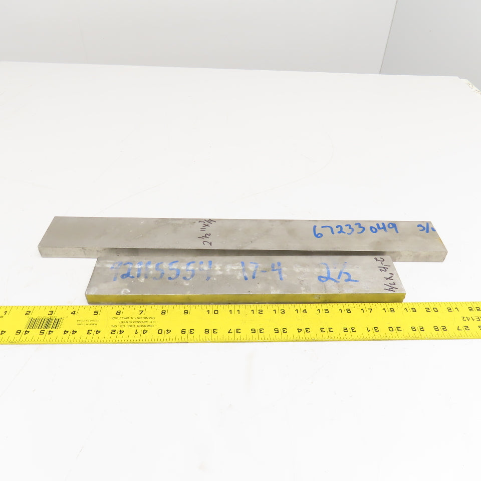 3/4" x 2-1/2" Non Heat Treated 17-4 Stainless Flat Bar Stock 14"-20" Lot Of 2