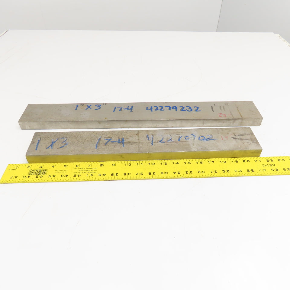 1" x 3" Non Heat Treated 17-4 Stainless Flat Bar Stock 19"-23" Lot Of 2