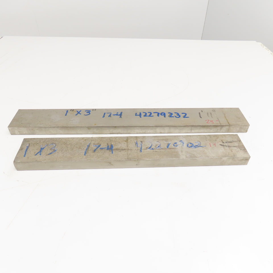 1" x 3" Non Heat Treated 17-4 Stainless Flat Bar Stock 19"-23" Lot Of 2