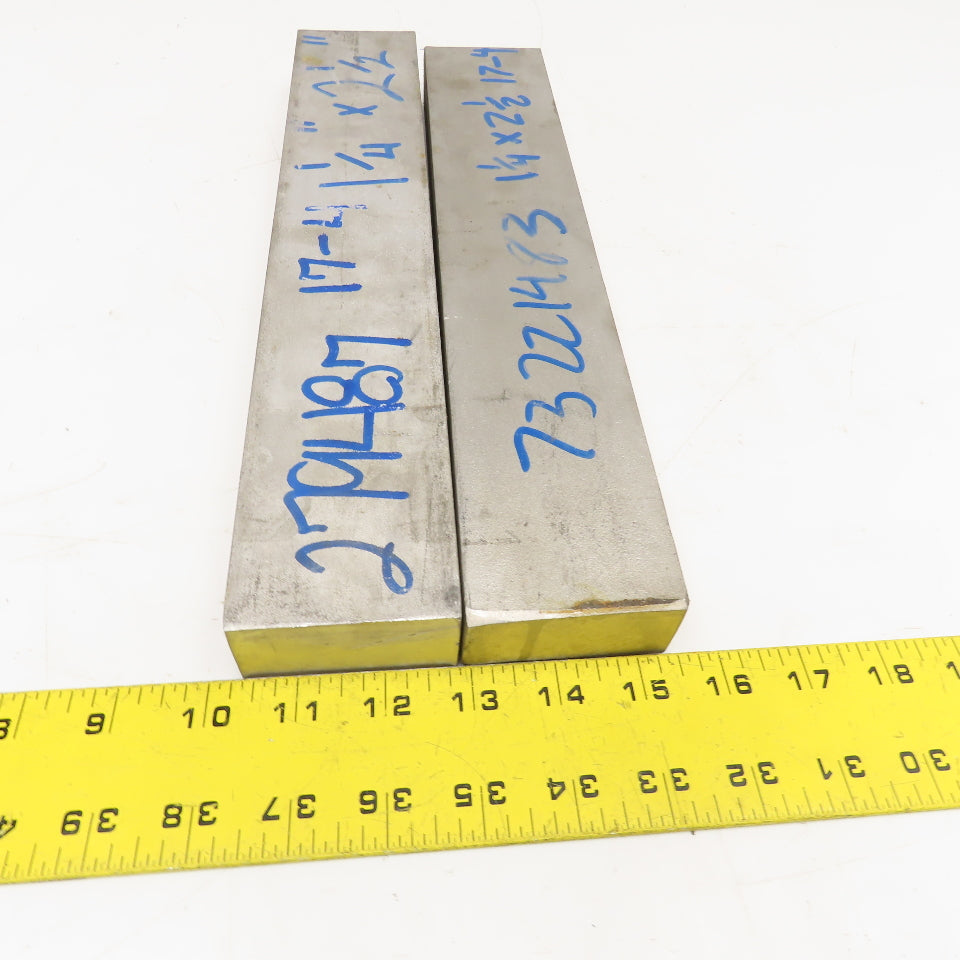 1-1/4" x 2-1/2" Non Heat Treated 17-4 Stainless Flat Bar Stock 13"-14" Lot Of 2