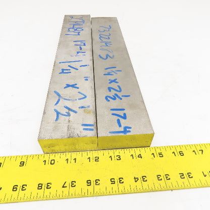 1-1/4" x 2-1/2" Non Heat Treated 17-4 Stainless Flat Bar Stock 13"-14" Lot Of 2