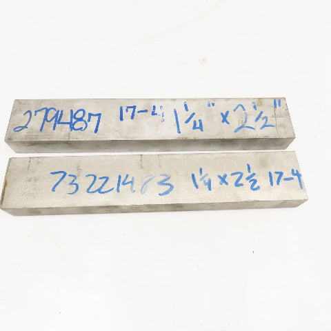 1-1/4" x 2-1/2" Non Heat Treated 17-4 Stainless Flat Bar Stock 13"-14" Lot Of 2