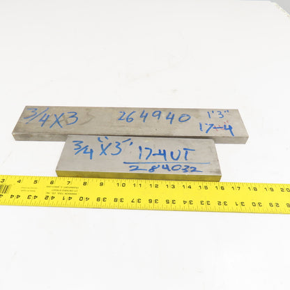 3/4" x 3" Non Heat Treated 17-4 Stainless Flat Bar Stock 10"-16" Lot Of 2