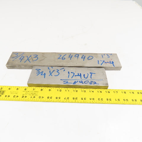 3/4" x 3" Non Heat Treated 17-4 Stainless Flat Bar Stock 10"-16" Lot Of 2