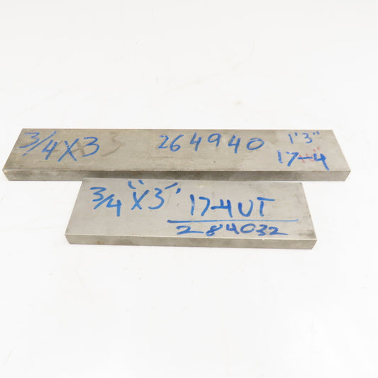 3/4" x 3" Non Heat Treated 17-4 Stainless Flat Bar Stock 10"-16" Lot Of 2