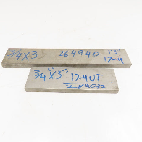 3/4" x 3" Non Heat Treated 17-4 Stainless Flat Bar Stock 10"-16" Lot Of 2